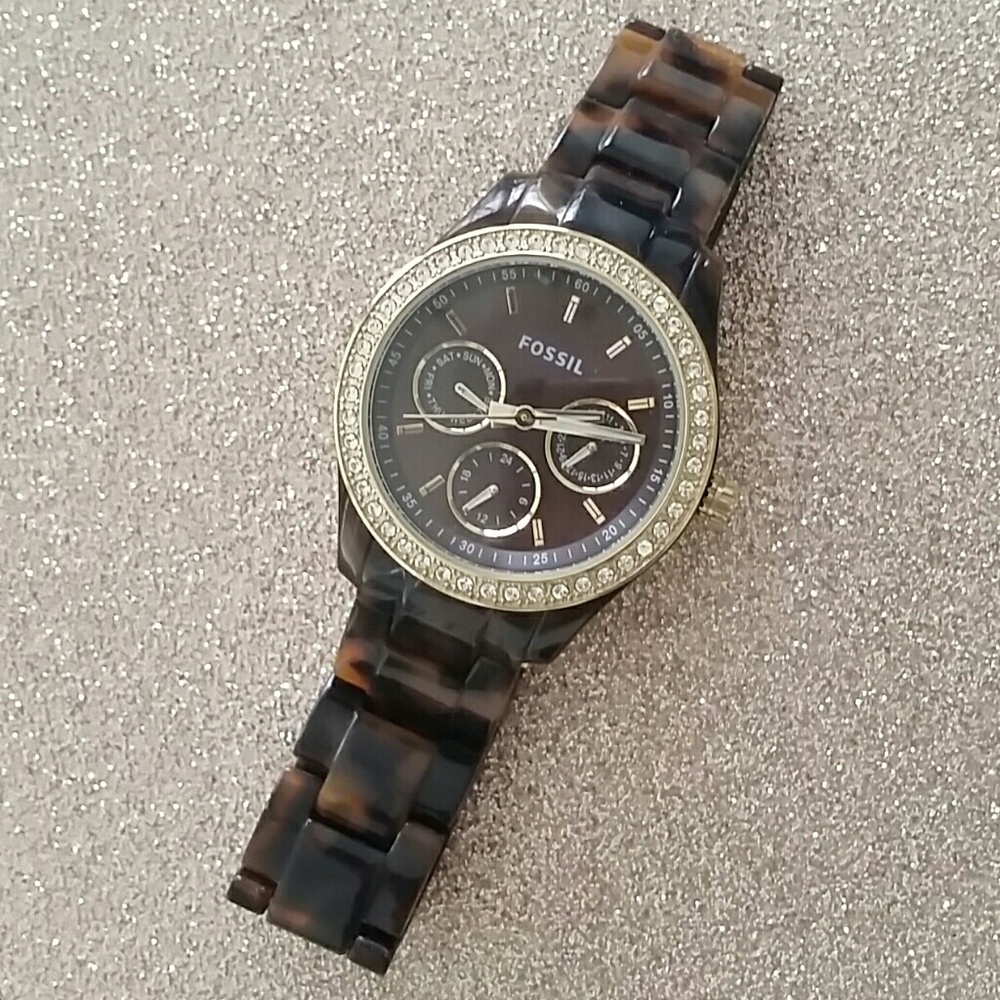 Fossil tortoise resin watch